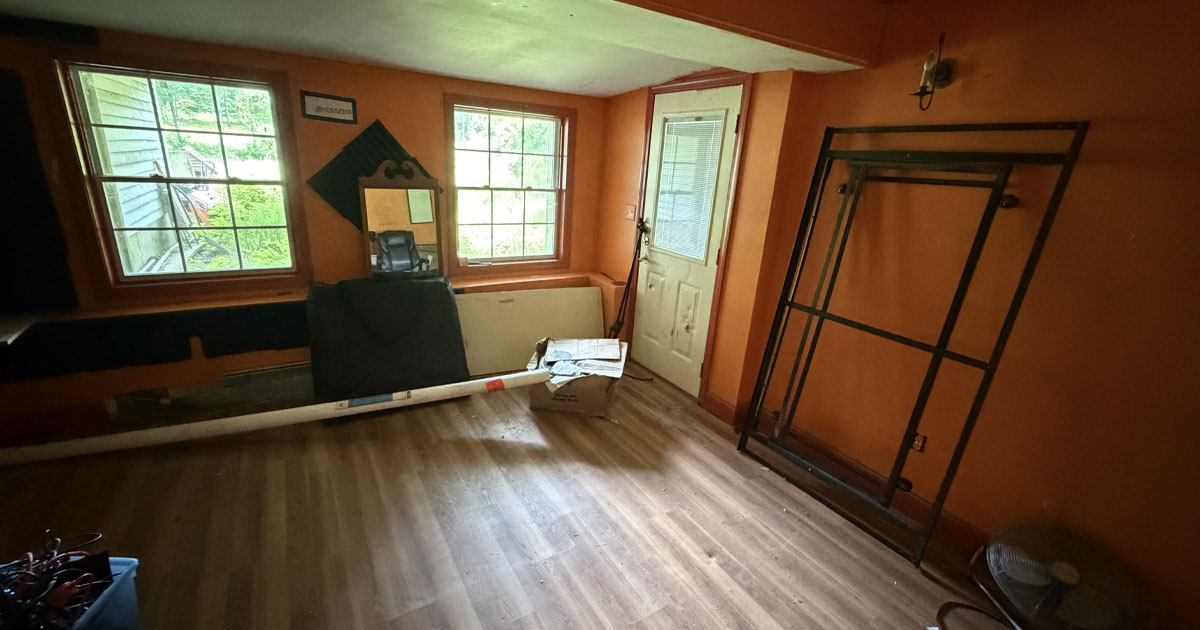 Interior room remodeling project in progress before construction and finish work begins